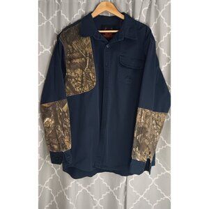 Tallwoods XXL Blue Camo Button Down Casual Work Outdoor Cotton Shirt